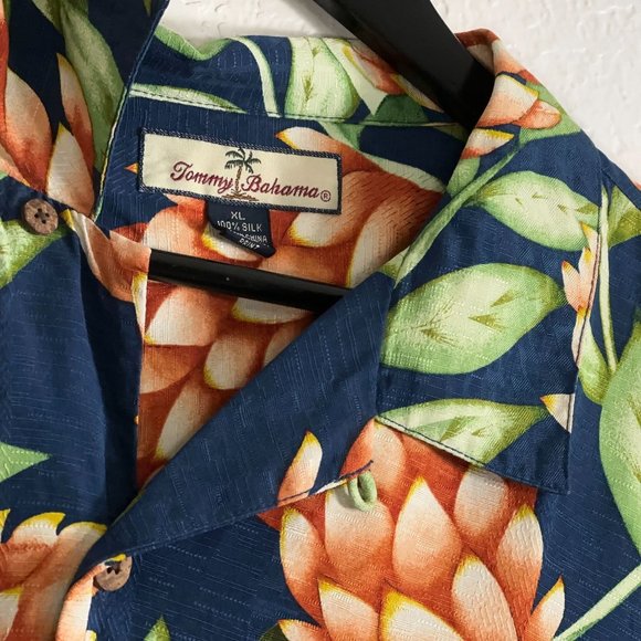 Tommy Bahama Floral Multicolor Print Hawaiian Camp Shirt 100% Silk Men's Size XL - Picture 5 of 7